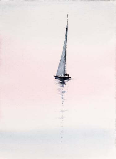 Print of Minimalism Sailboat Paintings by Yuriy Kraft