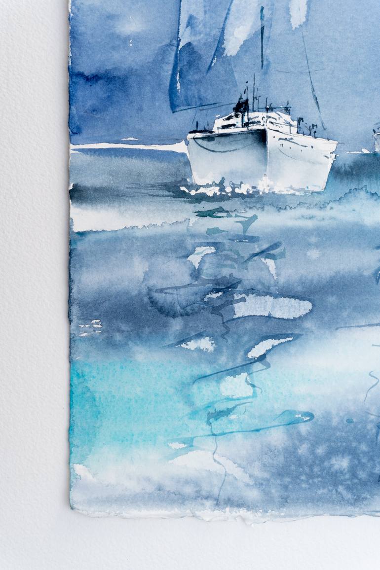 Original Impressionism Boat Painting by Yuriy Kraft