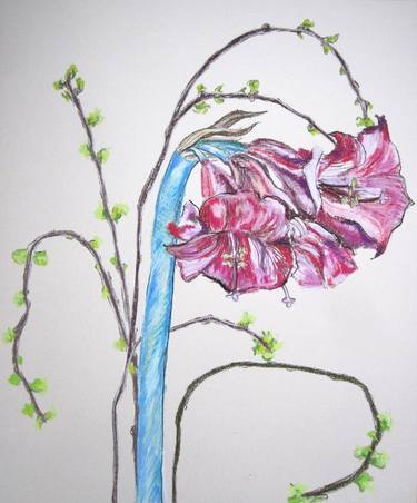 Original Figurative Floral Drawings by Anita Salemink