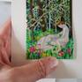 The actual painting is 7.8 cm high and 5,8 cm wide, this size excludes the mounting board you see in the photograph.