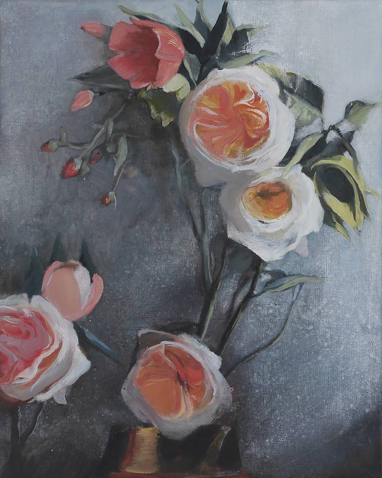 Still-life with Peonies Painting by Inga Levi | Saatchi Art