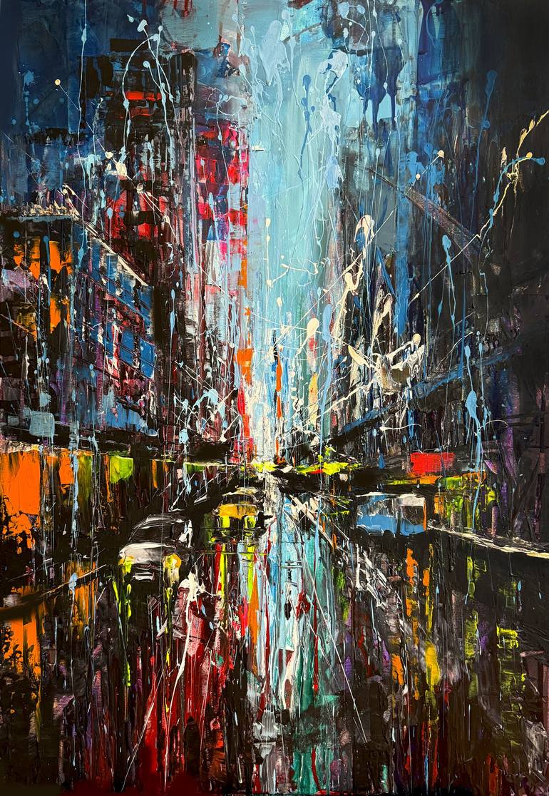 Original Abstract Cities Painting by Lana Frey