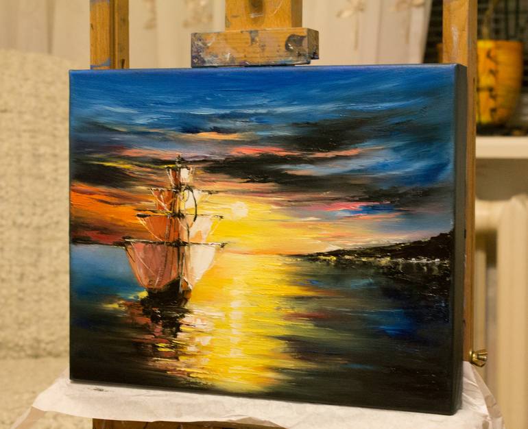 Original Fine Art Sailboat Painting by Lana Frey