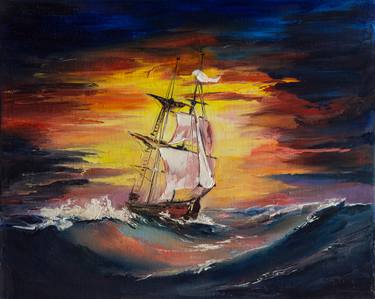 Print of Fine Art Sailboat Paintings by Lana Frey