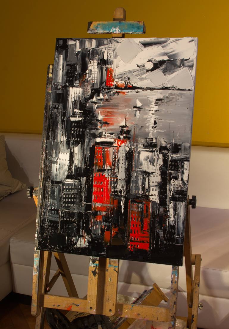 Original Abstract Cities Painting by Lana Frey