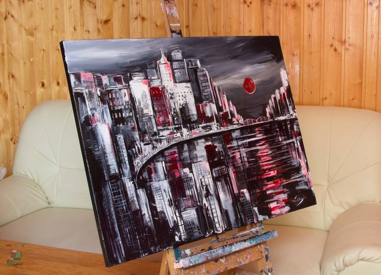 Original Abstract Cities Painting by Lana Frey