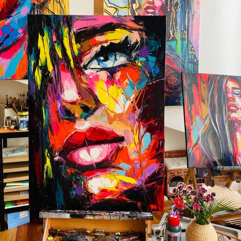 Original Pop Art Women Painting by Lana Frey