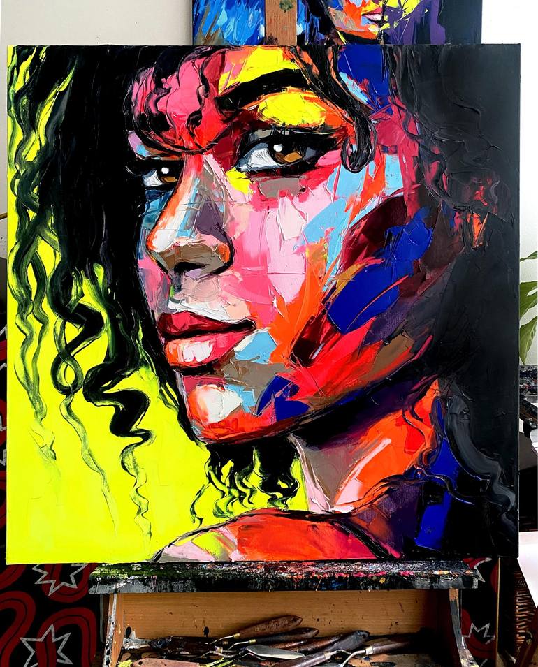 Original Pop Art Portrait Painting by Lana Frey