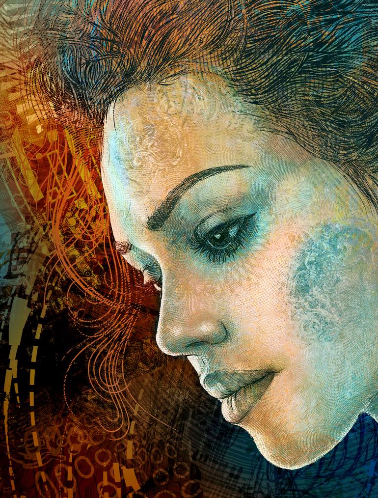 Original Illustration Women Digital by Ladislav Hubert