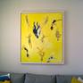 A similar yellow spin painting after framing and hanging