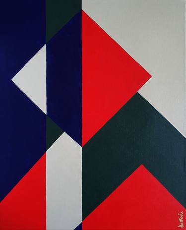 Original Abstract Geometric Paintings by Herstein Art