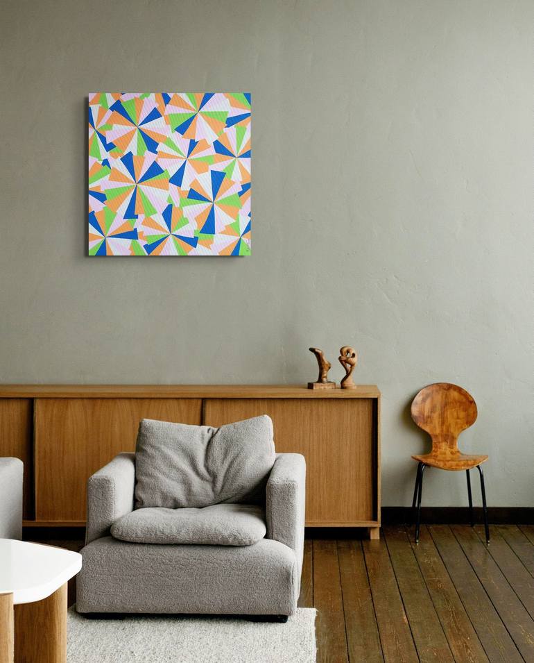 Original Abstract Geometric Painting by Herstein Art