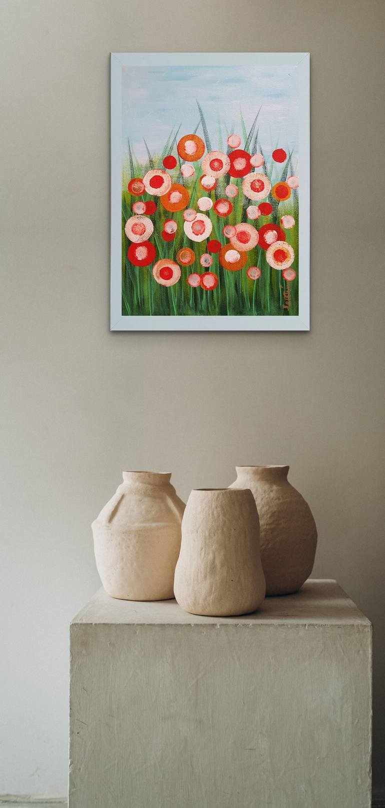 Original Abstract Floral Painting by Herstein Art