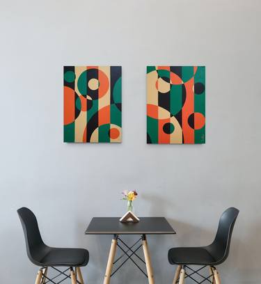 Original Abstract Geometric Paintings by Herstein Art