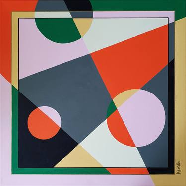 Original Abstract Geometric Paintings by Herstein Art