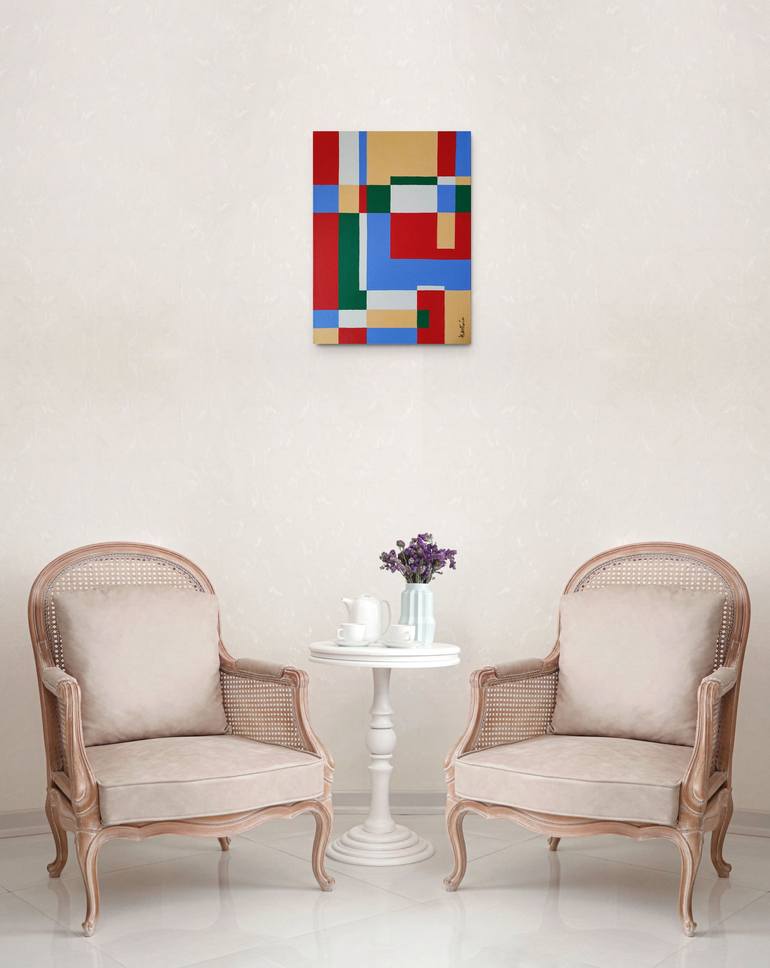 Original Abstract Geometric Painting by Herstein Art