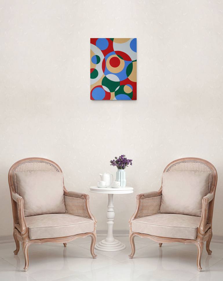 Original Abstract Geometric Painting by Herstein Art