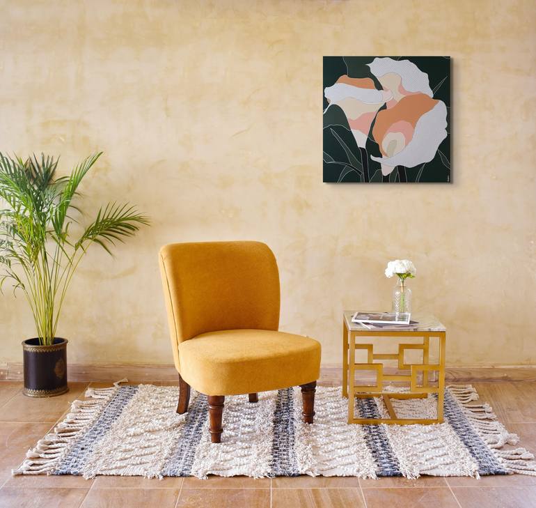 Original Abstract Floral Painting by Herstein Art