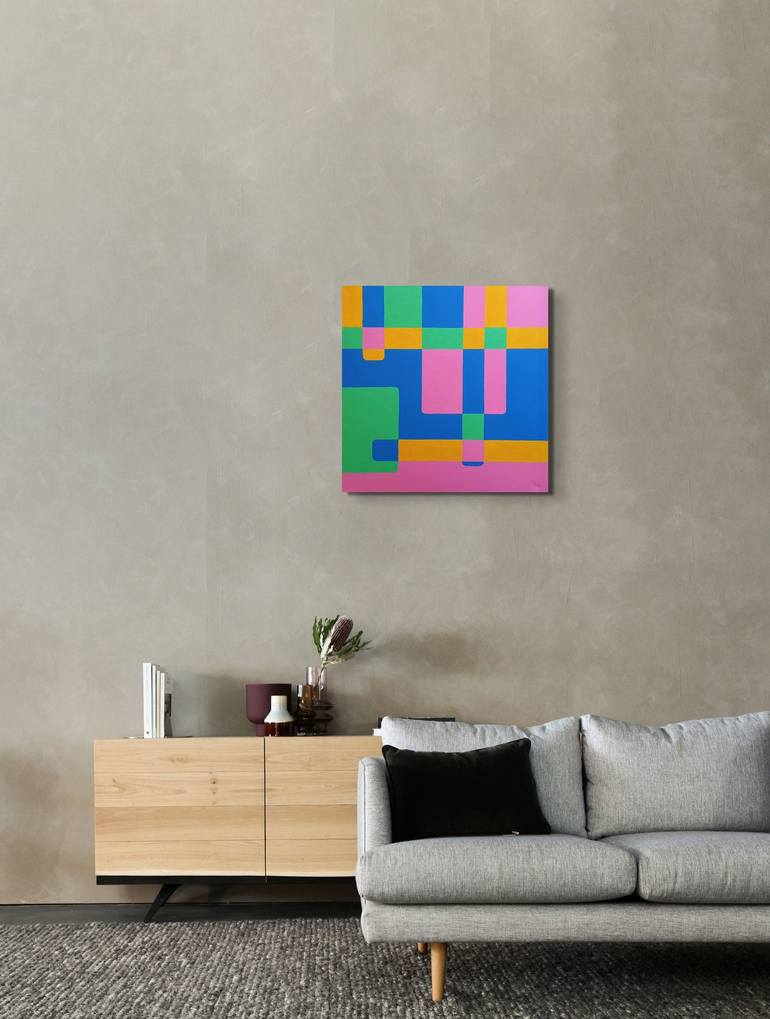 Original Abstract Geometric Painting by Herstein Art