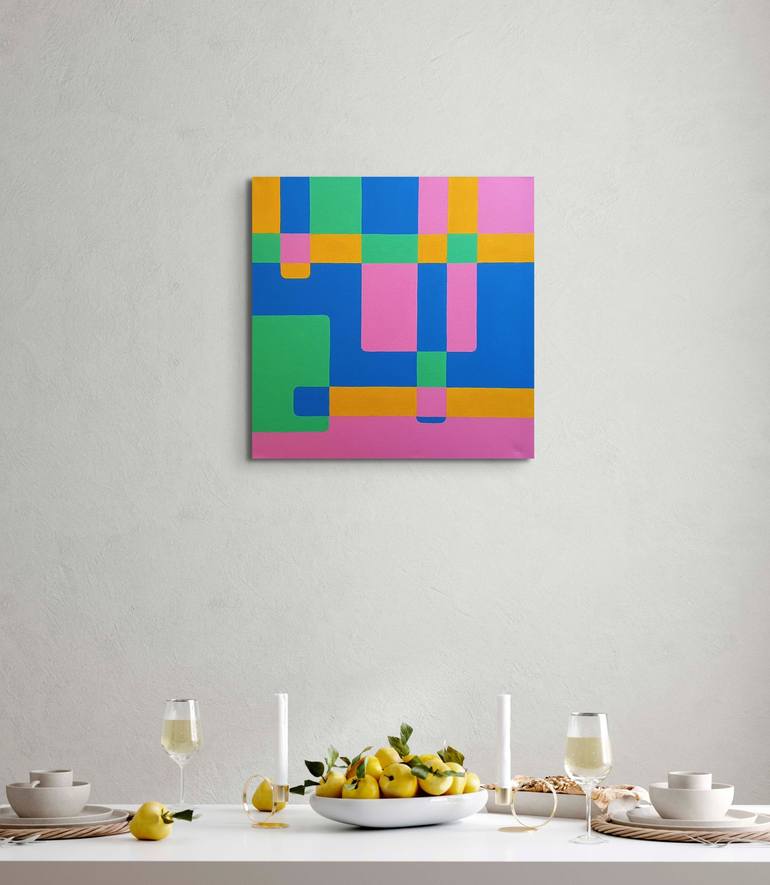 Original Abstract Geometric Painting by Herstein Art