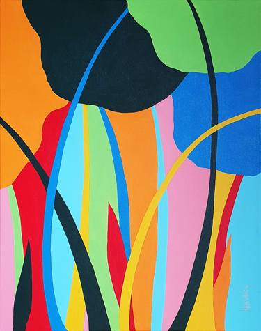 Original Abstract Floral Paintings by Herstein Art