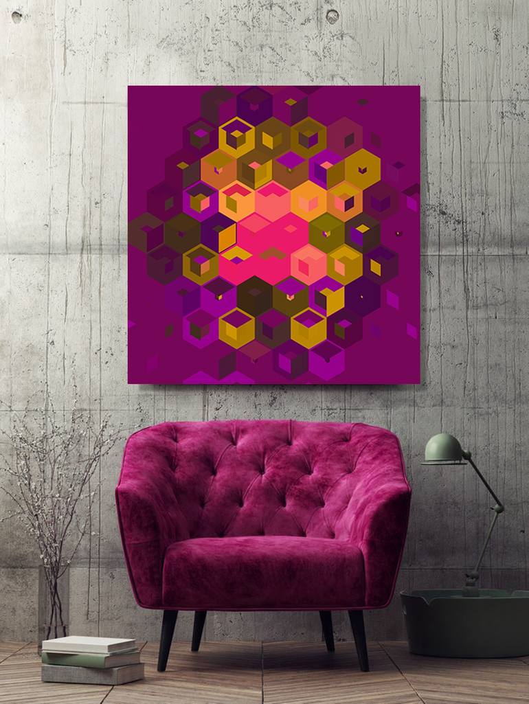 Original Abstract Geometric Digital by YVONN ZUBAK