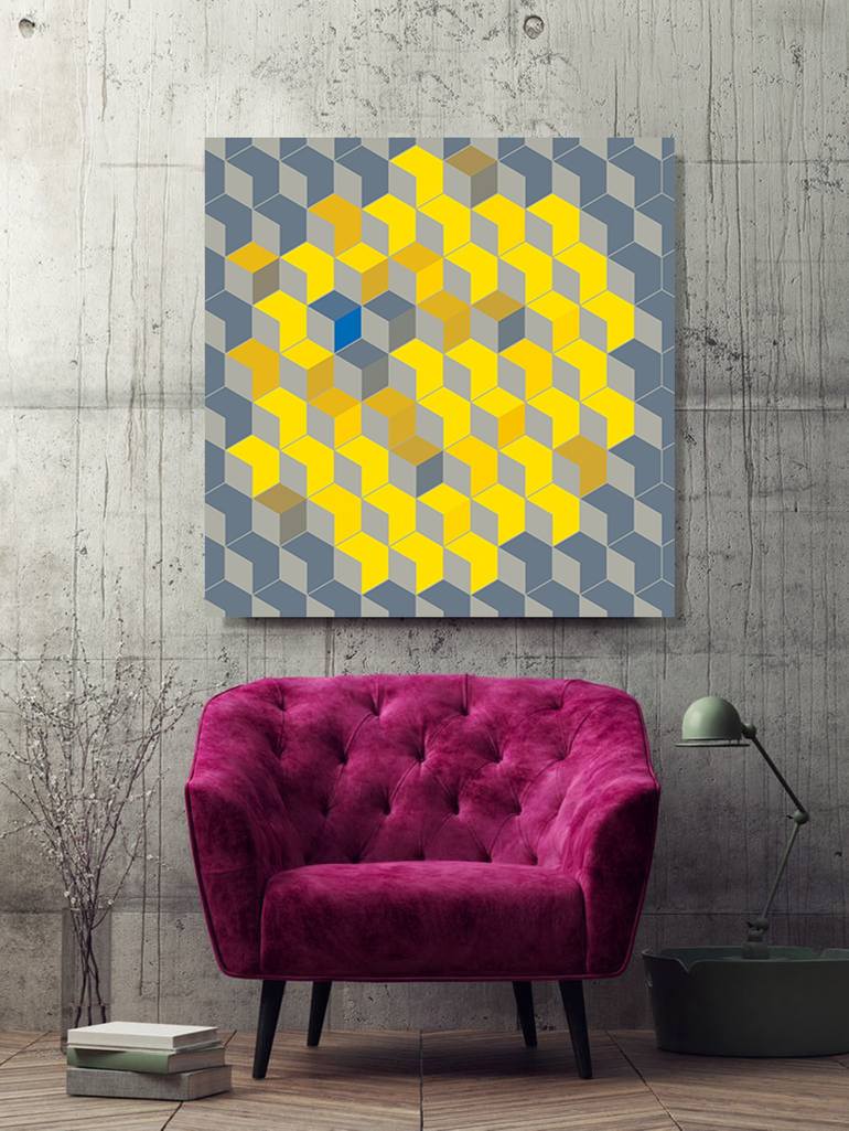 Original Abstract Geometric Digital by YVONN ZUBAK