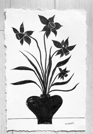 Original Black & White Botanic Drawing by Michele Zuzalek