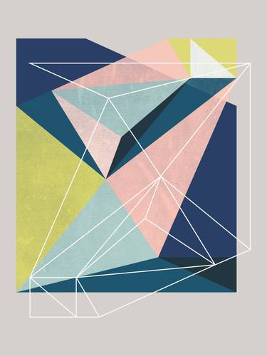 Original Abstract Geometric Mixed Media by Susana Paz