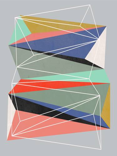 Original Abstract Geometric Mixed Media by Susana Paz
