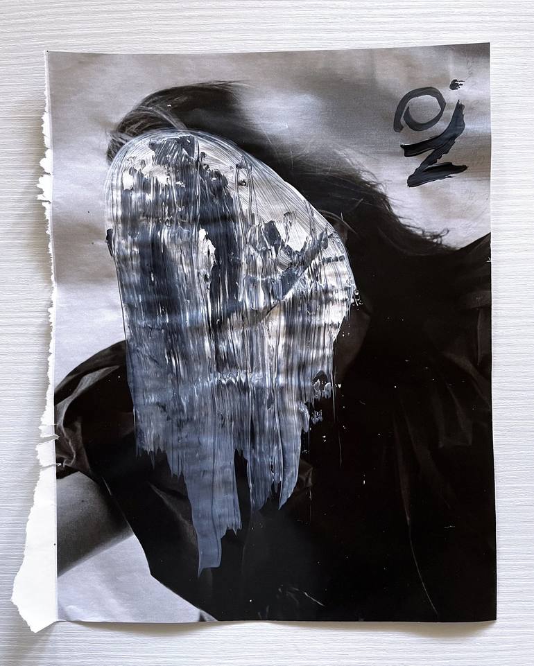 Original People Painting by Mattia Paoli  Abstract Art on Paper  Nonfamous Monnalisa