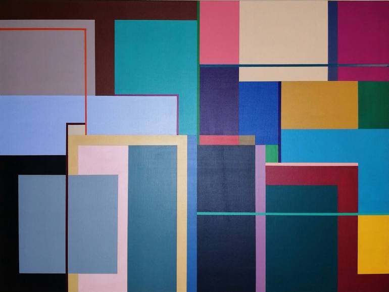 Original Geometric Abstract Painting by Juan Jose Hoyos Quiles