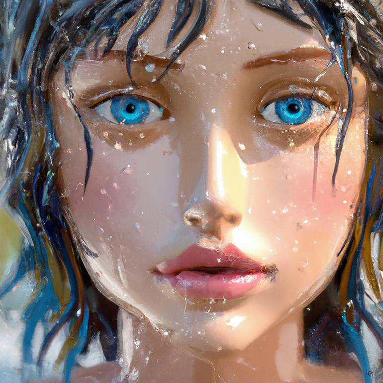 Cute anime girl portrait, digital painting. Close-up illustration