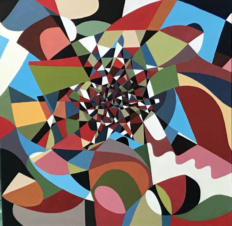 Original Geometric Abstract Painting by Rémi Thibault