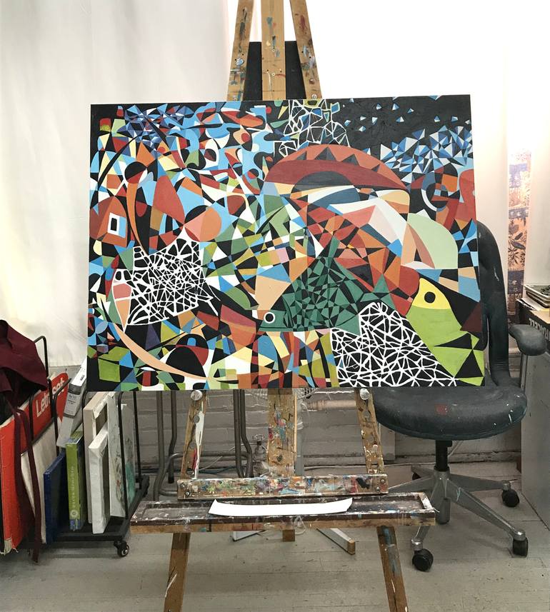 Original Geometric Abstract Painting by Rémi Thibault