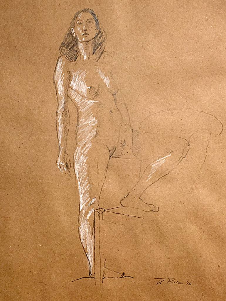 Standing Female Nude Drawing by Donald Price | Saatchi Art