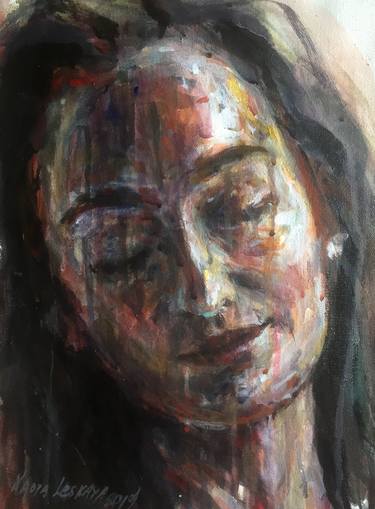 Original Expressionism Portrait Painting by Nadya Lesnaya