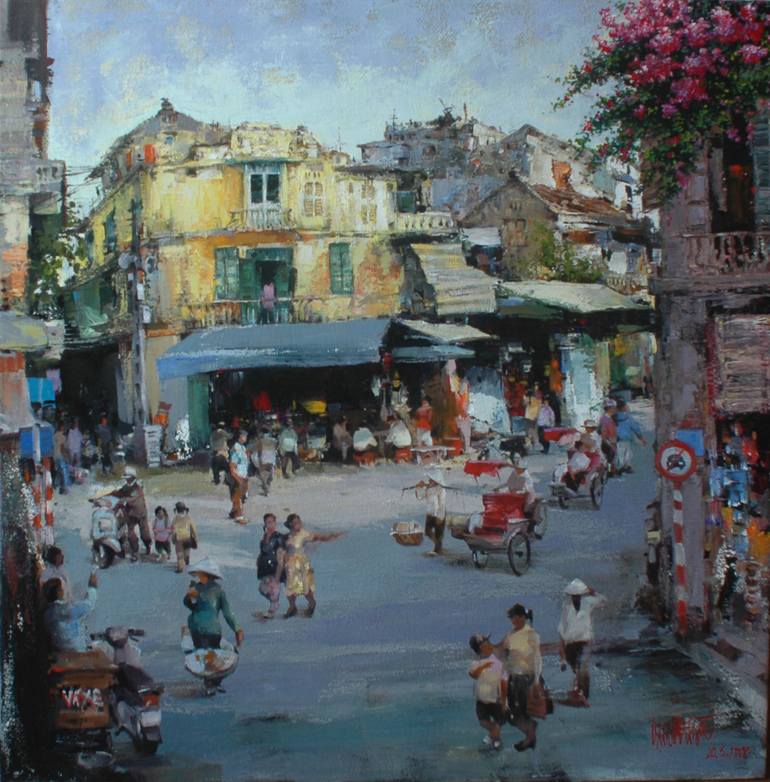Hang Dao Street Painting by Ha Nguy Dinh | Saatchi Art