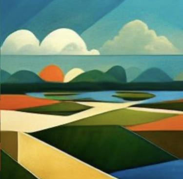 Original Art Deco Landscape Paintings by Kim Barry