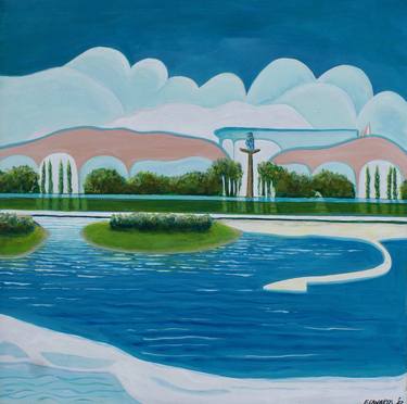 Original Art Deco Water Paintings by Kim Barry