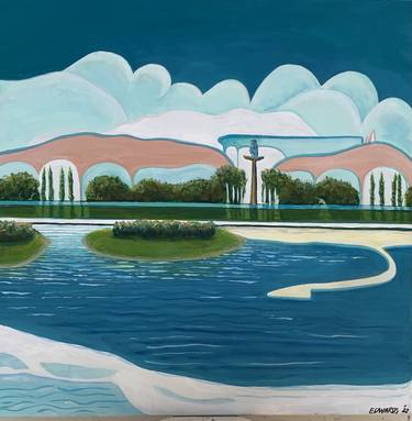 Original Art Deco Water Paintings by Kim Barry