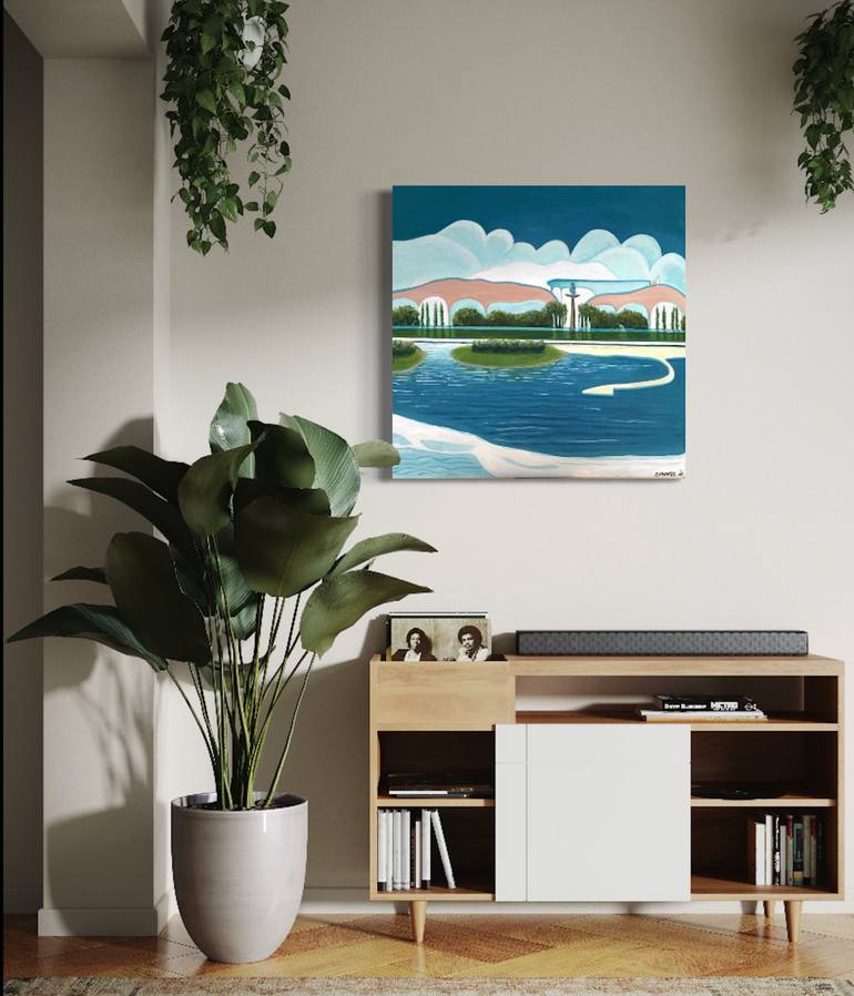 Original Art Deco Water Painting by Kim Barry