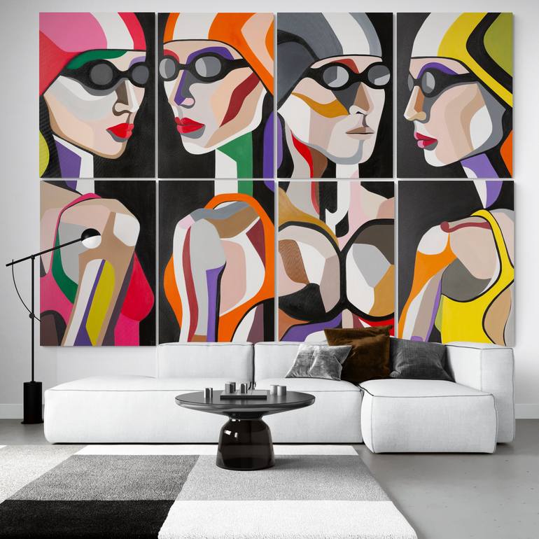 Original Art Deco People Painting by Diana IORDANIDOU