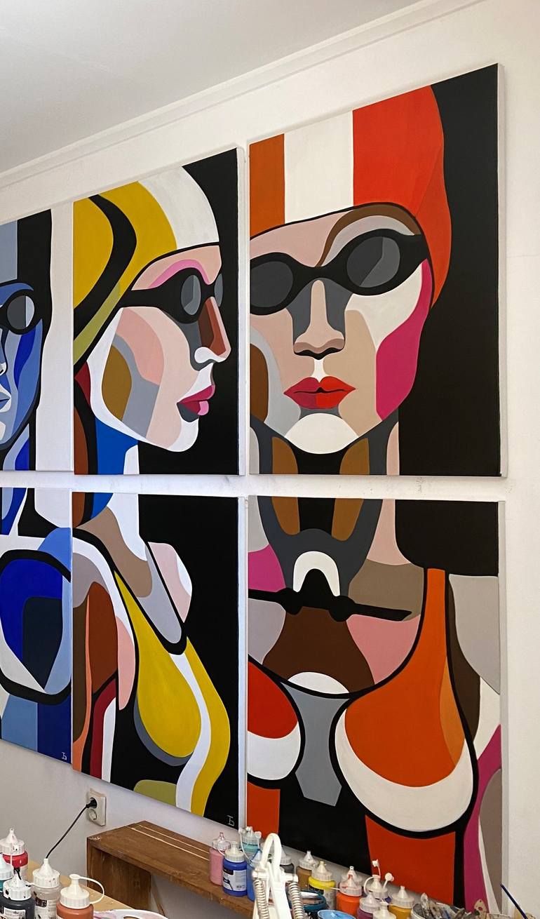 Original Art Deco People Painting by Diana IORDANIDOU