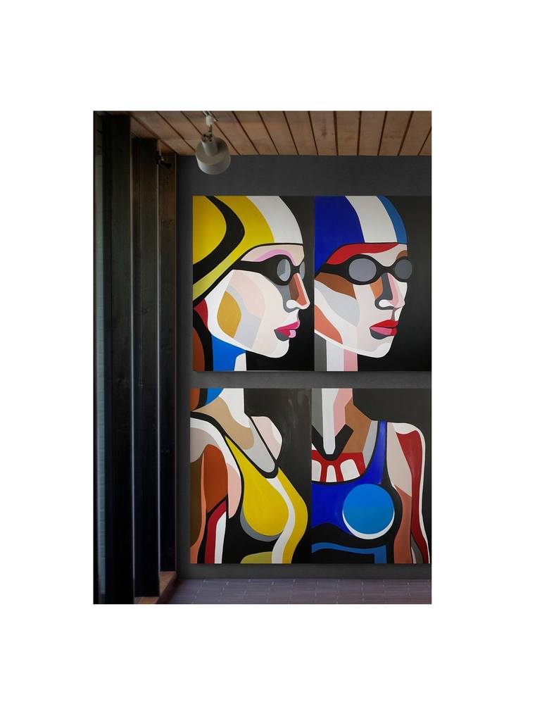 Original Art Deco People Painting by Diana IORDANIDOU