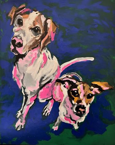Original Figurative Dogs Paintings by Victoria Smith
