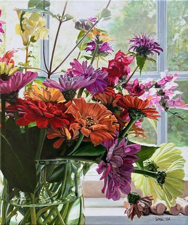 Original Realism Floral Paintings by Lissa Banks