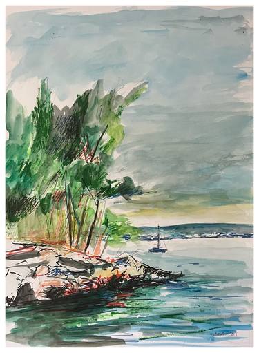 Print of Impressionism Seascape Paintings by Peter Crestani