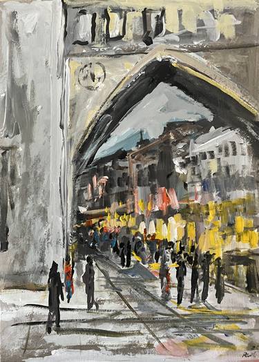 Original Expressionism Cities Painting by Peter Crestani