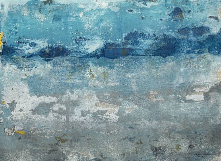 Original Abstract Painting by Mirjam Palosaari Eladhari | Abstract Art on Paper | Composition #8 Blue and Silver